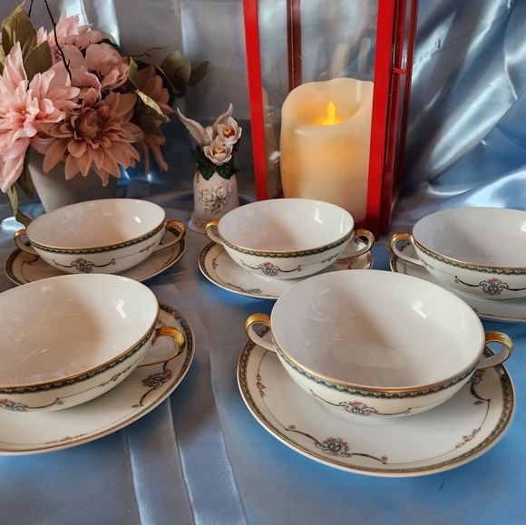 noritake Other - Beautiful Noritake LAUREATE 5 Sets Of 2 Handled Soupbowls With Underplate